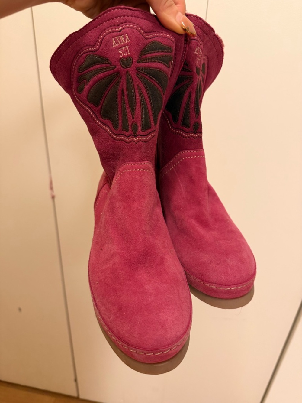 Anna Sui Pink Suede Boots 38
